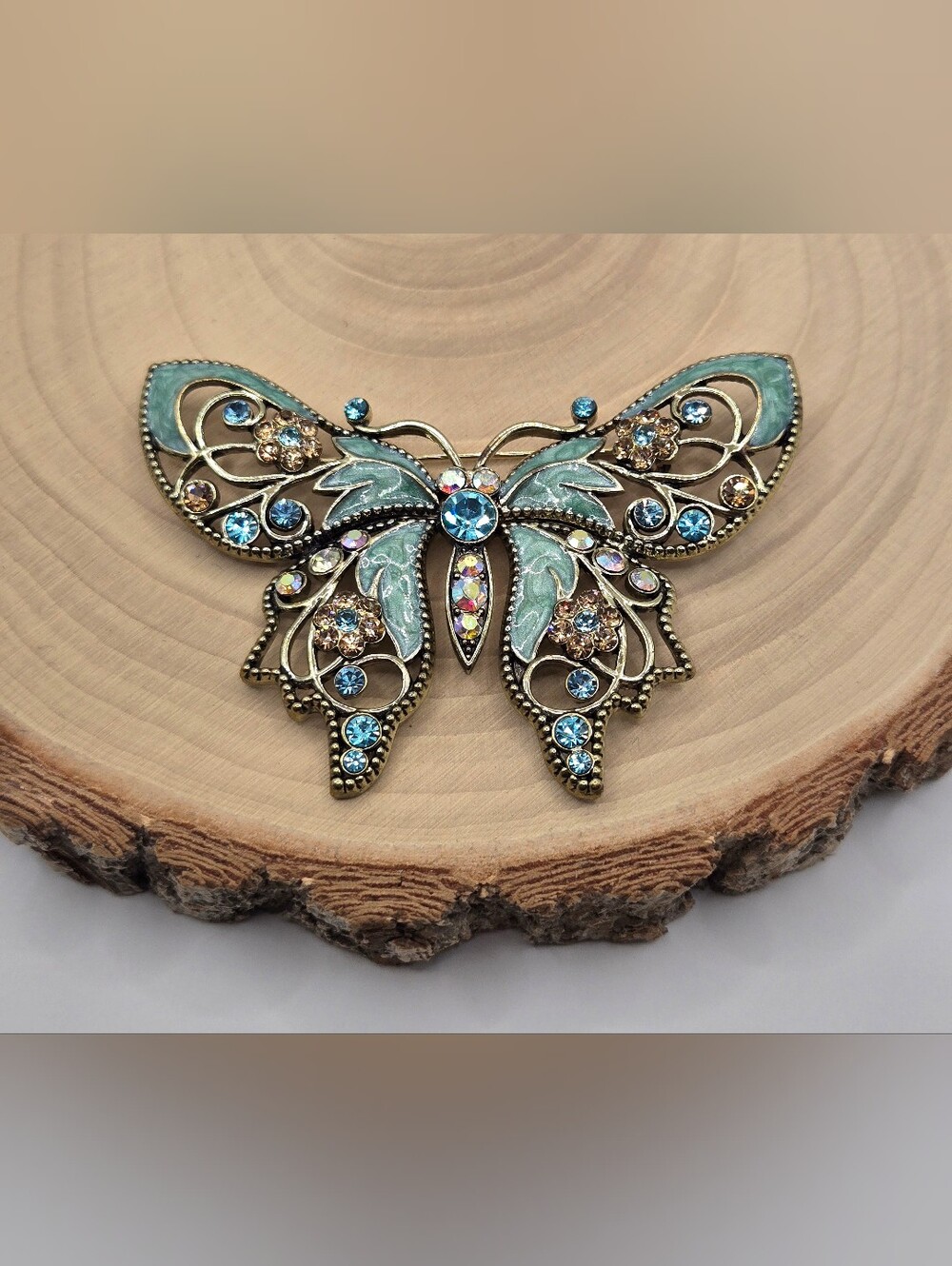Vintage Avon SP Butterfly Brooch – Nina Ricci for Avon – Blue Rhinestones
